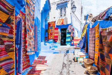 Sokak mavi şehir Medine: Chefchaouen, Morocco, Afrika