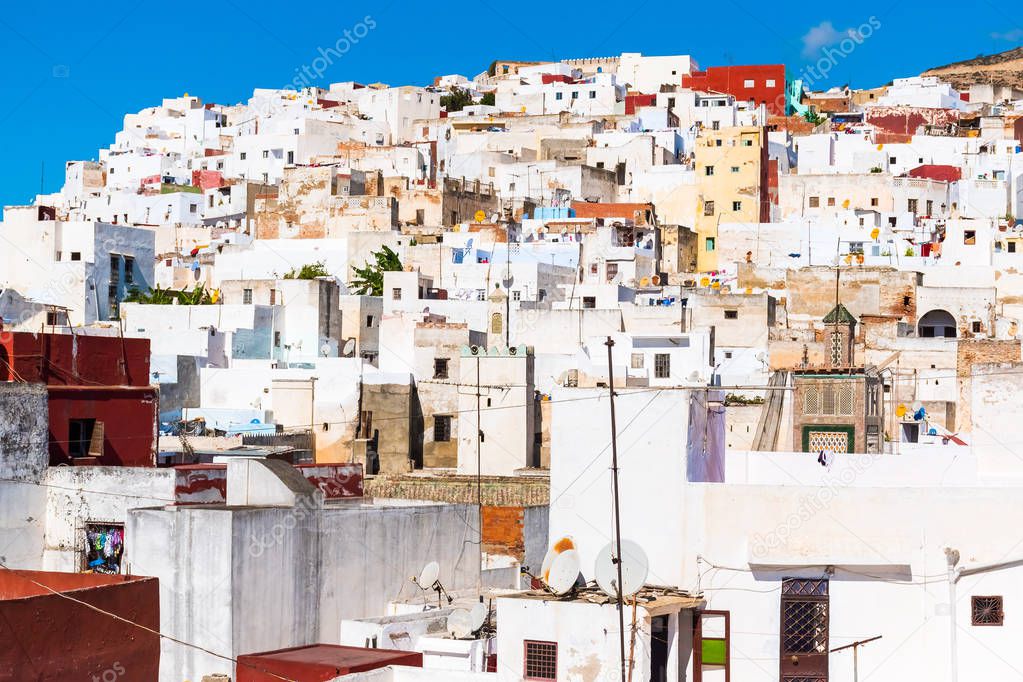 Beautiful view of white color medina o the Tetouan city, Morocco, Africa