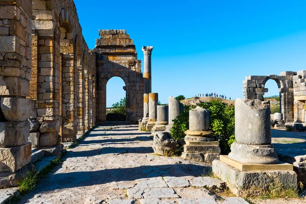 Ruïnes in de oude oude Romeinse stad Volubilis, Unesco, Meknes, Marokko — Stockfoto