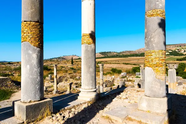 Ruïnes Van Romeinse Stad Volubilis Unesco Wereld Erfgoed Site Meknes — Stockfoto