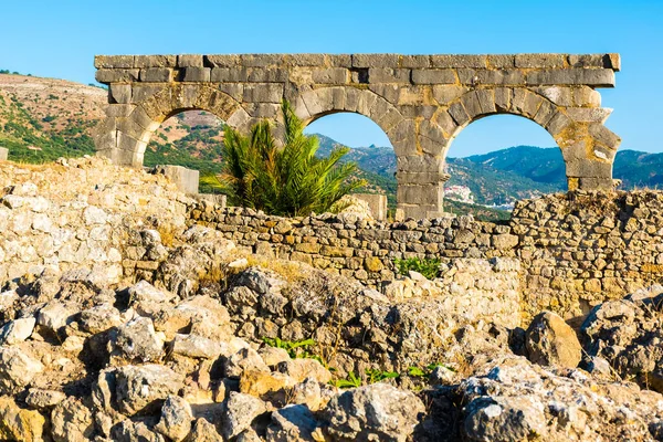 Roman Ancient city van Volubilis Meknes, Unesco wereld erfgoed Site, Marokko — Stockfoto