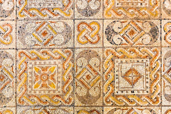 Belo mosaico antigo em ruínas romanas de Volubilis, Unesco, Meknes, Marrocos — Fotografia de Stock