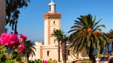 4 k görüntüleri güzel deniz feneri Cap Spartel, Tanger, Fas Afrika