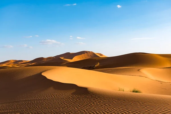 Hermosa vista del paisaje de las dunas Erg Chebbi, desierto del Sahara, Merzouga, Marruecos — Foto de Stock
