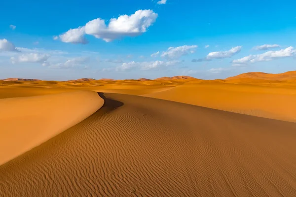 Erg Chebbi、サハラ砂漠、モロッコのメルズーガの砂丘の美しい風景を見る — ストック写真