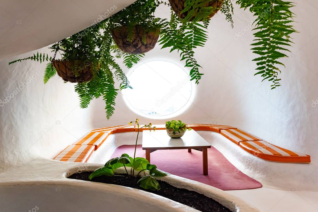 Interior of the Mirador del Rio made by Cesar Manrique an artist from Lanzarote, Canary Islands, Spain