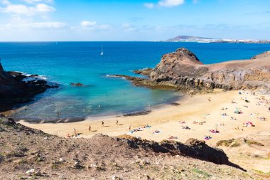 Kanarya Adaları, İspanya Lanzarote adasında meşhur Papagayo plajında ile manzara