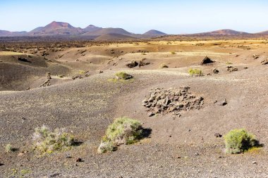 Caldera de Los Cuervos güzel manzara, Timanfaya Milli Parkı, Lanzarote, Kanarya Adaları, İspanya