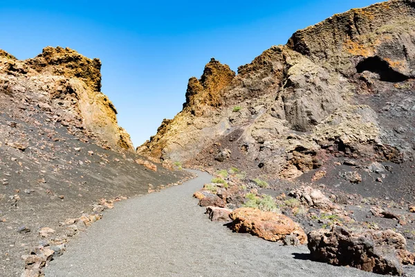 Caldera Los Cuervos Yol Trek Timanfaya Milli Parkı Lanzarote Kanarya — Stok fotoğraf