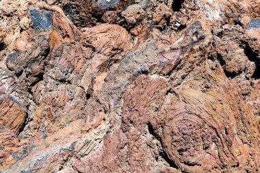 Caldera de Los Cuervos, vulcanic lav taşları Timanfaya Milli Parkı, Lanzarote, Kanarya Adaları, İspanya