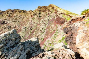 Vulcano La Corona Ye yakınındaki krater Köyü, kuzeyinde Lanzarote, Kanarya Adaları, İspanya