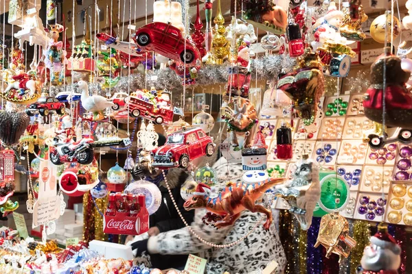 Beautiful Colorful Christmas Decorations Balls Wien Rathaus Market Austria — Stock Photo, Image