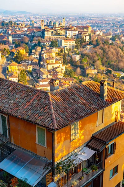 Ορόσημα Της Ιταλίας Της Πανέμορφης Μεσαιωνικής Πόλης Μπέργκαμο Citta Alta — Φωτογραφία Αρχείου