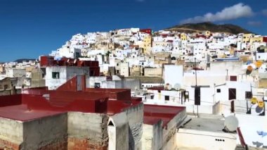 Panroamic görüntülemek Tetuan Fas, Afrika, 4 k görüntüleri video beyaz eski Medine