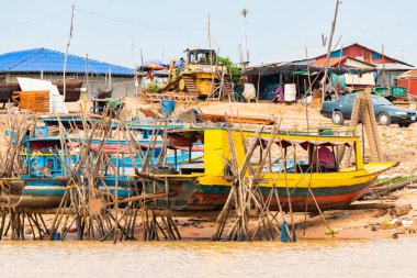 Lake Tonle Sap, Combodia - evler köy Tonle Sap Gölü Güneydoğu Asya'nın en büyük tatlı su Gölü Unesco içinde yüzen içinde yüzen