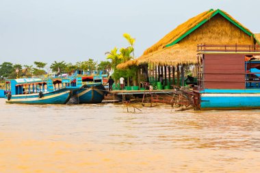Lake Tonle Sap, Combodia - evler köy Tonle Sap Gölü Güneydoğu Asya'nın en büyük tatlı su Gölü Unesco içinde yüzen içinde yüzen