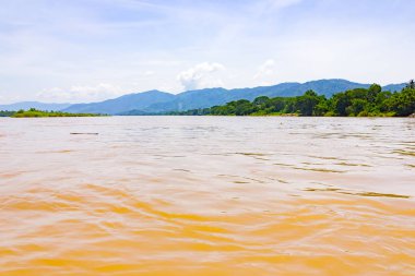 Mae Nam Kok, Mekong Nehri üzerinde tekne görünümünden kapatın, Chiang Rai, Tayland yakın altın üçgen