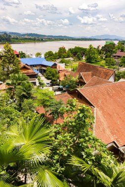 Mekong Nehri üç ülke - Tayland, Myanmar ve Laos sınırları üzerinde ünlü altın üçgen