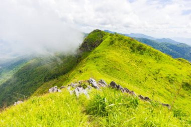 Güzel dağlar manzara bakış açısı yakınındaki Chiang Rai, Kuzey Tayland Doi Pha Tang