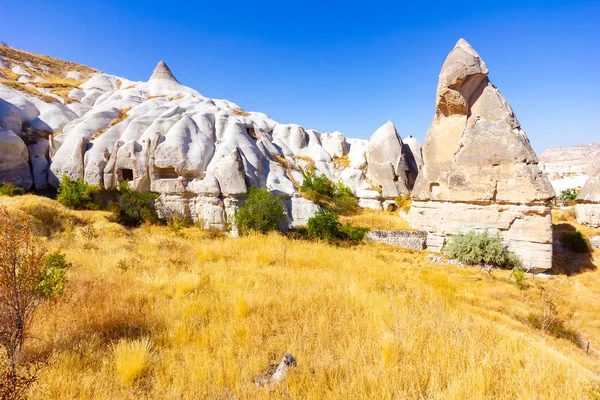 Beautiful landscape of Magic forms of sandstone rock near Goreme village, Cappadocia, Turkey