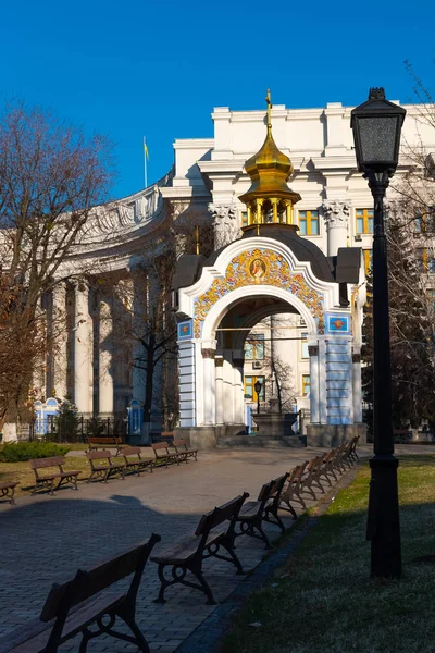 St. Michaels Golden Domed klasztor, klasyczny shinny, złote kopuły katedry kopuły katedry, Ukraina, Kijów — Zdjęcie stockowe