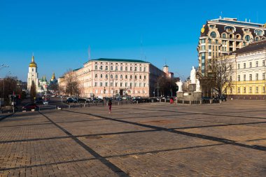 Kiev Ukrayna 31 Mar 2019: Maidan Nezalezhnosti Ukrayna Kiev başkenti merkezi meydanından. Kare birçok farklı isimler altında bilinmektedir, ama genellikle sadece Maidan denir