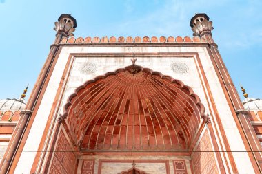 Eski Delhi 'nin merkezinde güzel Jama Masjid Camii, Hindistan