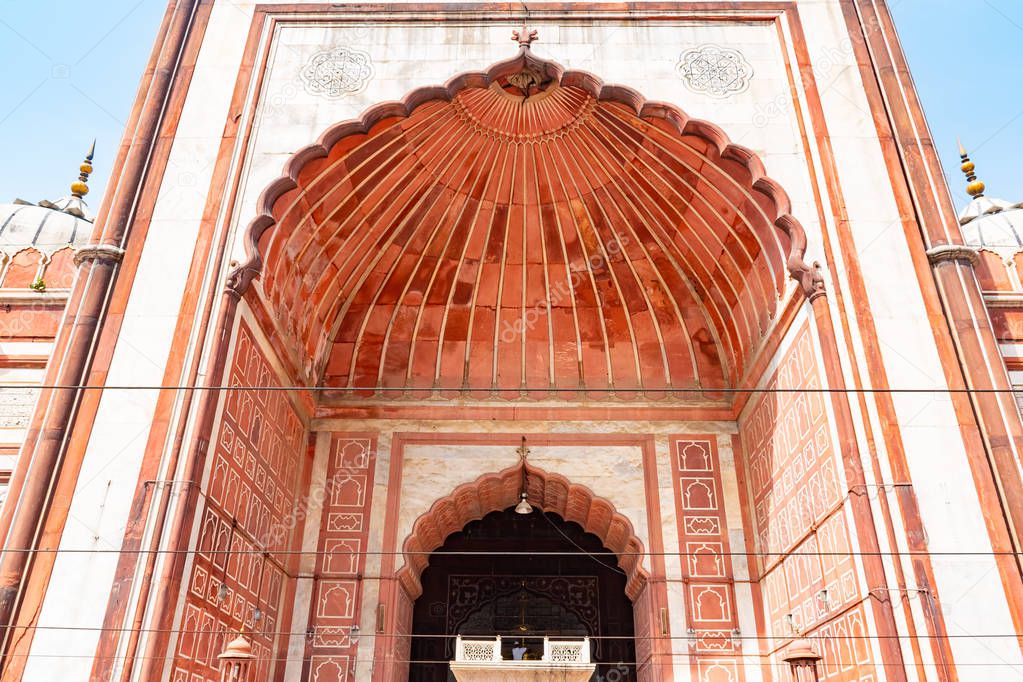 Beautiful Jama masjid mosque in center of Old Delhi, India