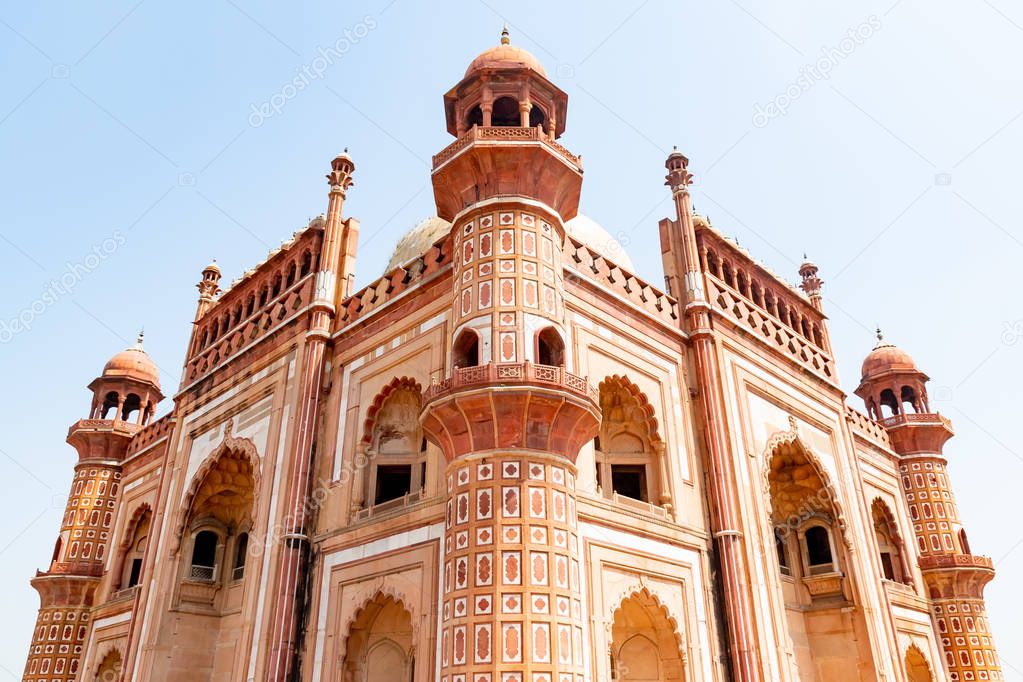 Beautiful Safdarjungs Tomb, sandstone and marble mausoleum in New Delhi, India