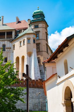 St Stanislaw katedrali ve St Vaclav ve Wawel Hill, Krakow, Polonya güneşli öğleden sonra üzerinde kraliyet kalesi