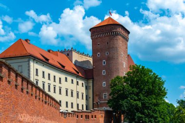 St Stanislaw katedrali ve St Vaclav ve Wawel Hill, Krakow, Polonya güneşli öğleden sonra üzerinde kraliyet kalesi