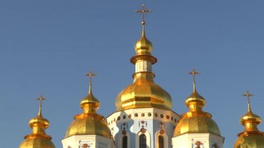 Kiev Saint Michael Gilded Ortodoks katedrali, Ukrayna, 4k görüntüleri video
