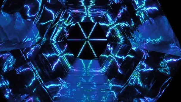 Tubo de espelho Movimentos hipnóticos com cores azuis — Vídeo de Stock