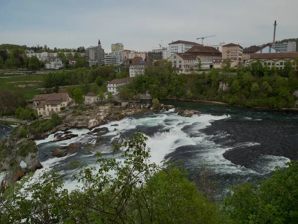 İsviçre'de Ren Şelalesi ilkbaharın başlarında