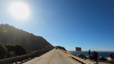 Big Sur California Cabrillo Otoyolu 1. Sahil Yolu, Pov Güney, Rocky Creek Köprüsü