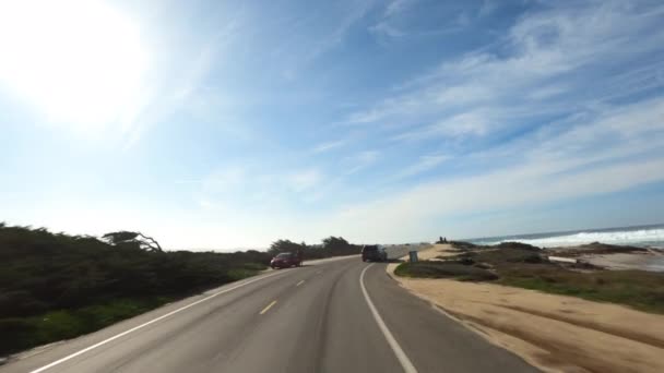 Vezetés Big Sur California Cabrillo Autópálya 1 parti út, dél felé — Stock videók