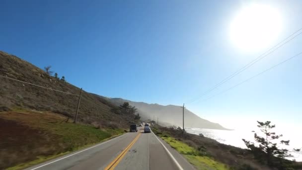 Körning på Big Sur California Cabrillo Highway 1 kust väg, pov söder — Stockvideo