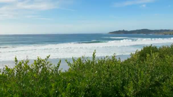 Majestuosas olas de la costa de Big Sur se estrellan en las rocas del acantilado en la autopista 1 de Californias — Vídeo de stock