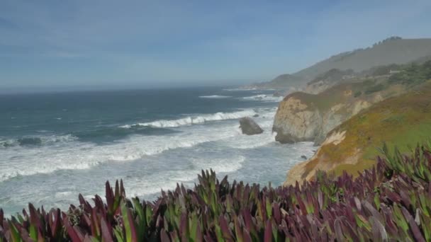 Γραφικό τοπίο Big Sur Καλιφόρνια Ειρηνικός ωκεανός ακτή αυτοκινητόδρομος 1 — Αρχείο Βίντεο