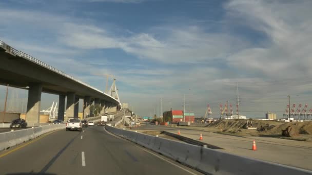 Tiempo extremadamente caluroso Puente Puerto Long Beach California USA Enero 2020 — Vídeo de stock