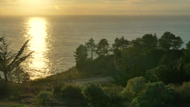 Scénický západ slunce Big Sur Highway nr 1 California West Coast — Stock video