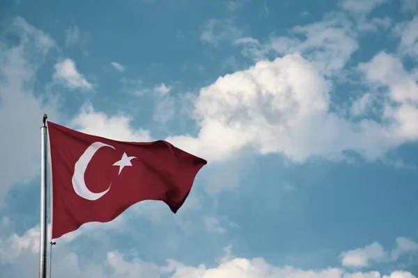 Drapeau Turquie Agitant Dans Ciel — Photo