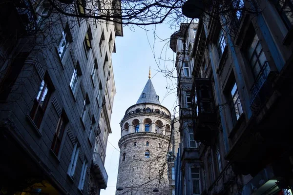 Tour Galata Éclairée Par Soleil Couchant Istanbul Turquie — Photo