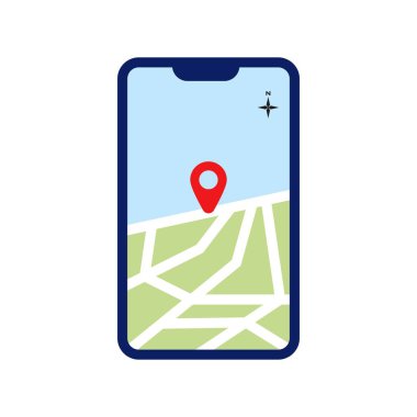 Smartphone harita simgesi tasarım, navigasyon, paylaşmak konumu