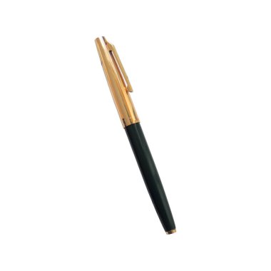 Beyaz arkaplanda altın dolma kalem
