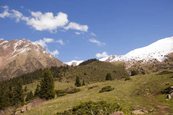 Paisagens montanhosas do Quirguistão. Primavera nas montanhas . — Fotografia de Stock