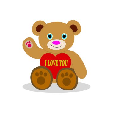 Kırmızı kalp ile ayı