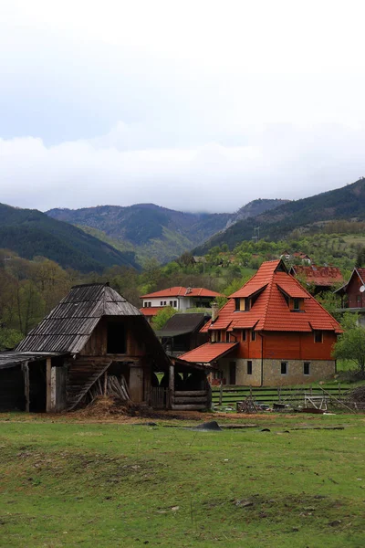 Cozy village in greenery in Serbia with mountain views