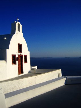 Güzel Yunan Adası Santorini yaz sezonu arka plan