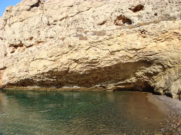 Strand i Kreta karoumes bakgrund tapeter fina utskrifter — Stockfoto